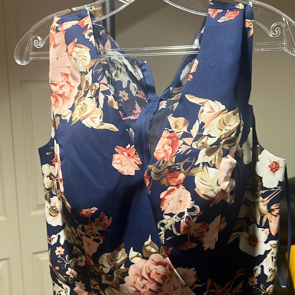 NWT Kleinfeld formal Navy blue floral dress size 14